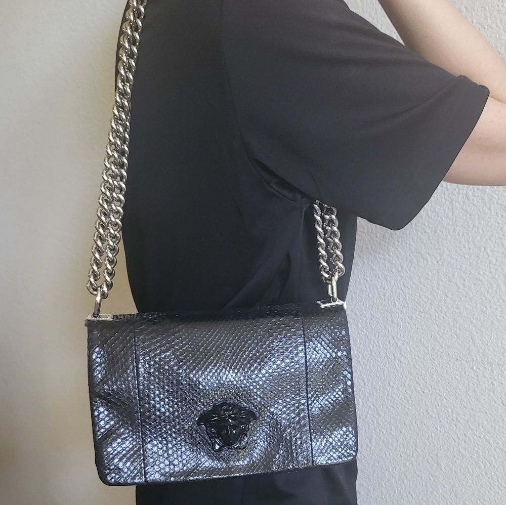 Versace Pallazzo Medusa Black Leather Shoulder Bag